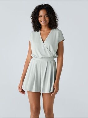 HALARA V Neck Short Sleeve Pocket Waffle Casual Romper - NWOT